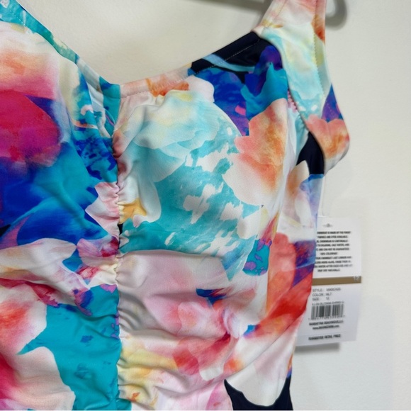 Maxine of Hollywood | Floral One Piece Swimsuit |Tummy Control Shirred Front - Picture 3 of 7